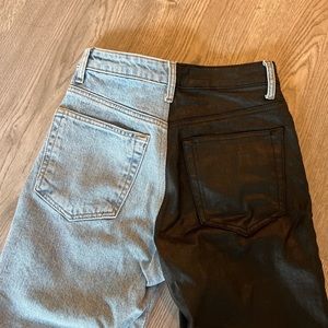 Topshop contrast coated high waisted straight jeans